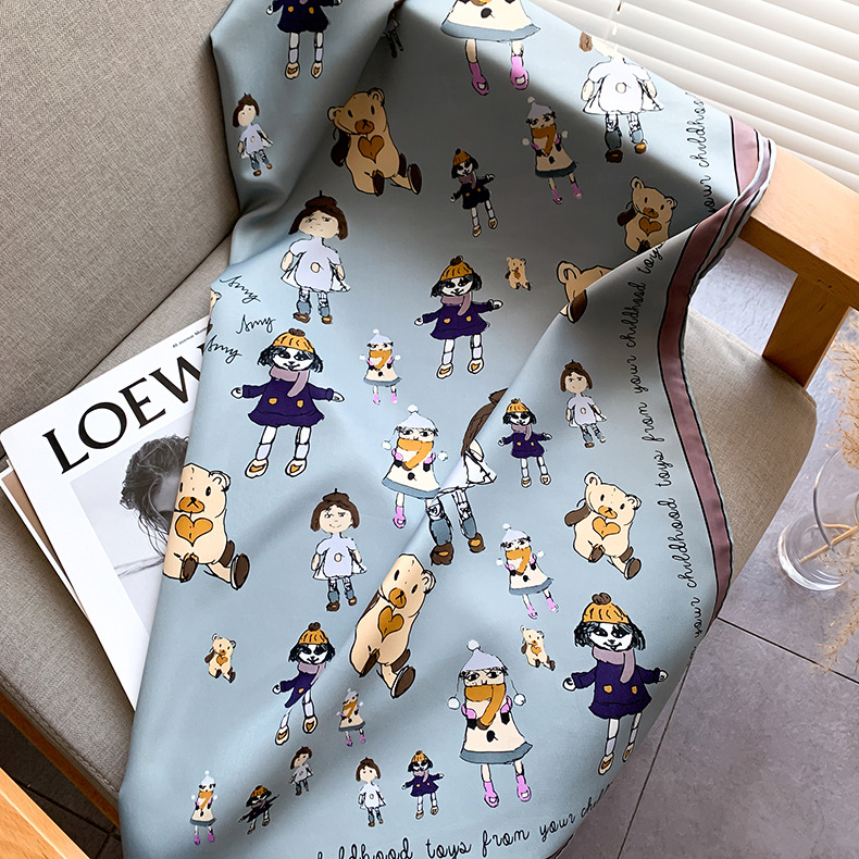 Korean Simple Cartoon Pattern Silk Scarf display picture 15