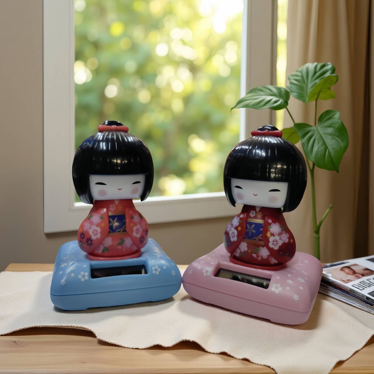 Danza solar creativa chica sacudiendo la cabeza asintiendo muñeca Ge Ji decoración de interiores linda mujer Kimono Doll