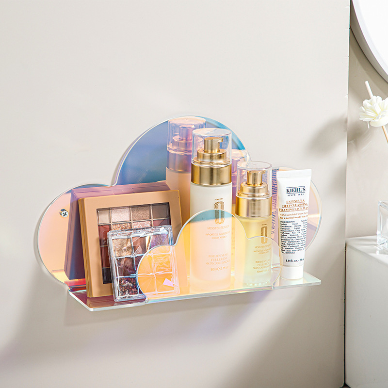 跨境商超热销 化妆品炫彩收纳盒 云朵彩虹壁挂彩妆化妆瓶置物架