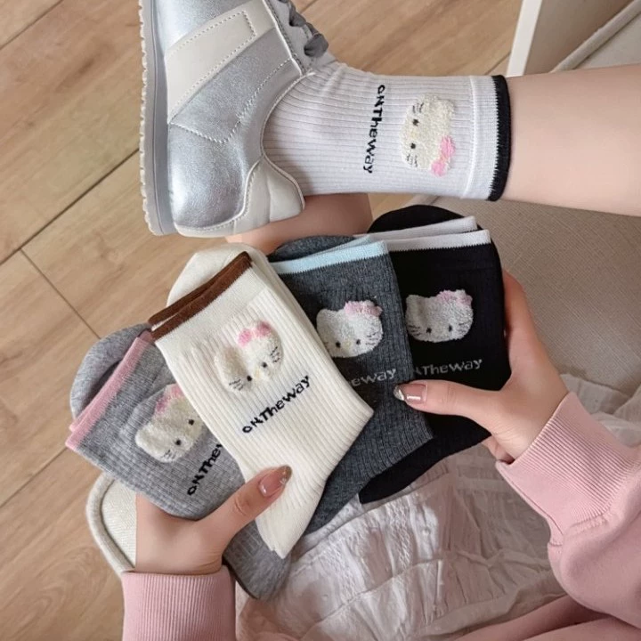 Милая хлопковая осенняя бархатная knee socks, средней длины, японские и корейские