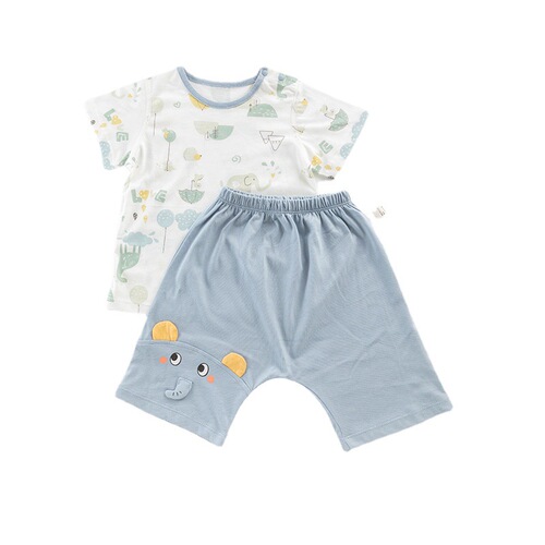 Baby summer short-sleeved suit pure cotton thin soft breathable baby clothes top shorts split suit