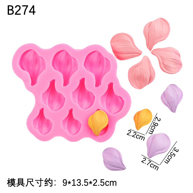 Raspador flor tulipán flor hoja molde de silicona pastel de bricolaje decoración chocolate horneado pétalos molde de hoja