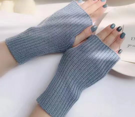 Medio dedo guantes de lana de las mujeres de otoño e invierno engrosada cálida pantalla táctil dedo abierto guantes de punto estudiante escrito oversleeve pulsera