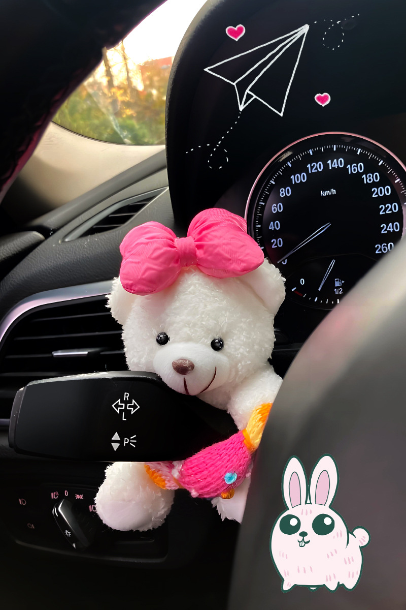 Net red cute bear gear lever steering wiper rod decoration ornaments car on-board central control screen ornaments goddess