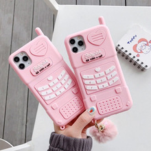 適用蘋果12創意粉色愛心手機殼iPhone14個性大哥大卡通電話保護套