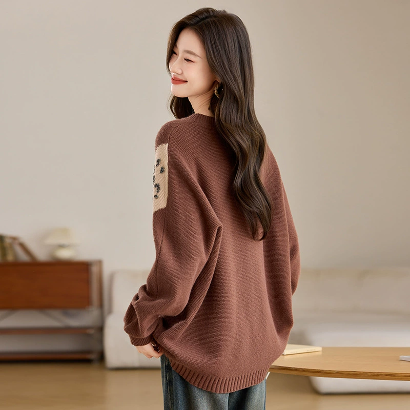 Демисезонный свитер, модная вязная куртка-дутка, oversize, приталенный, западный стиль