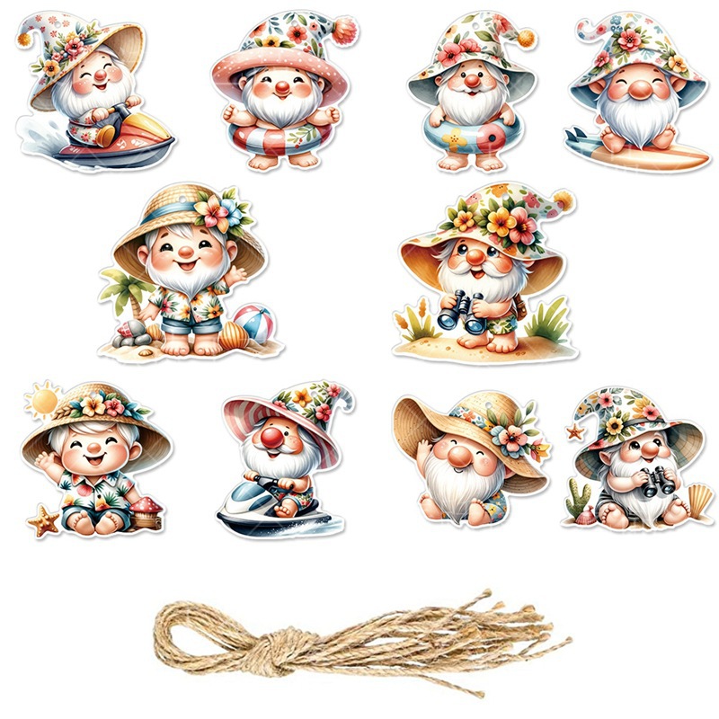 Tema de enano Decoración de fiesta hawaiana de verano Colgante de etiqueta Decoración de fiesta de playa tropical Colgante de enano