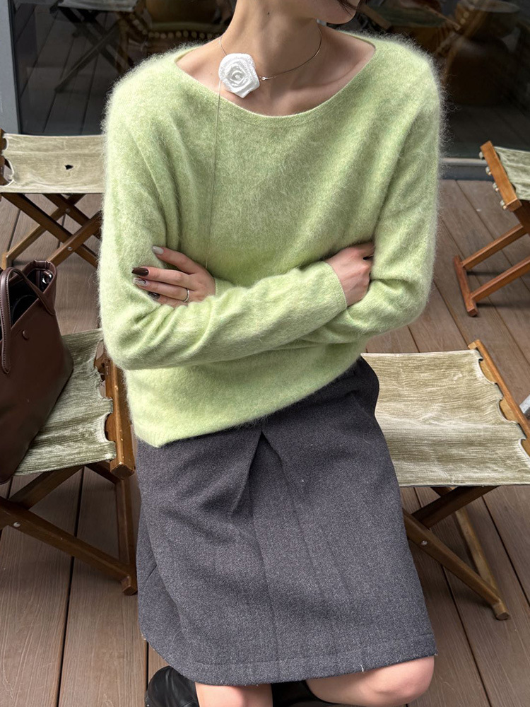 Silk cashmere woolen velvet knitted demi-season sweater