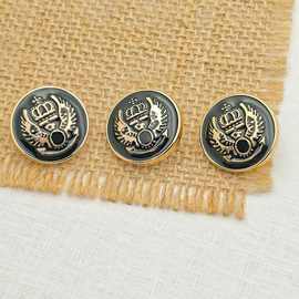 厂家现货英伦学院风金色船锚徽章标志电镀点油塑料纽扣高脚风衣扣