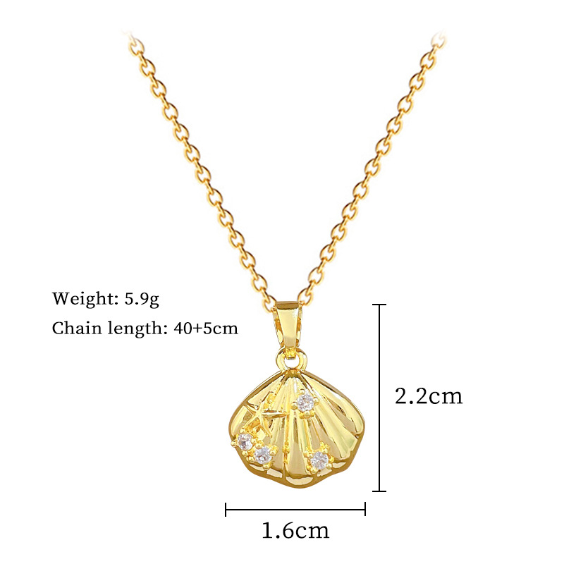 Gorgeous Pearl Shell Necklace With Full Diamond And Titanium Steel_voghion.com