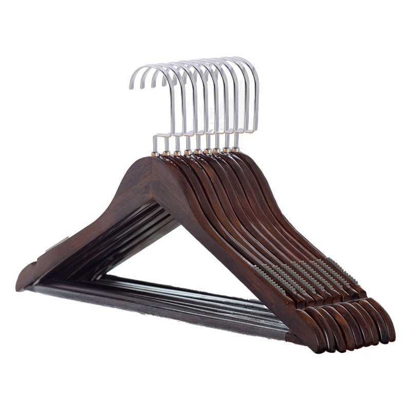 Percha de madera maciza antideslizante sin costuras percha de ropa de madera percha tienda de ropa de hotel soporte de ropa de hogar para adultos al por mayor