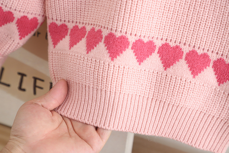 Girls' Sweater Western Love Jacquard Knitted Two Piece Set Autumn/Winter New Girl Korean Edition Pullover Skirt_voghion.com