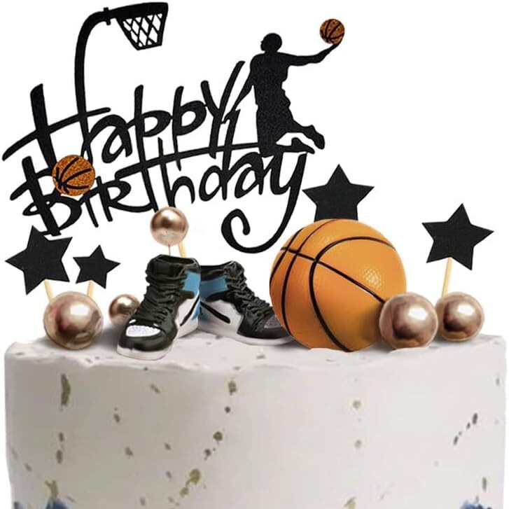 Basketball Player Theme Birthday Cake Decoration Sneakers Five-pointed Star Party Cake Decoration suit Basketball Player Theme Birthday Cake Decoration Sneakers Five-pointed Star Party Cake Decoration suit