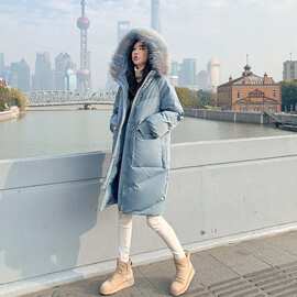 大毛领羽绒服女中长款过膝冬季新款时尚宽松加厚显瘦外套女潮