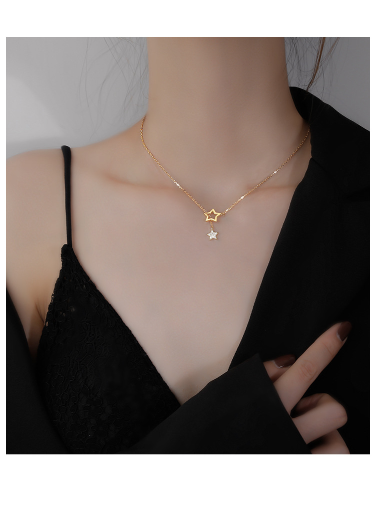 Damen Stern Halskette Mit Quasten Und Strasssteinen Elegant_voghion.com