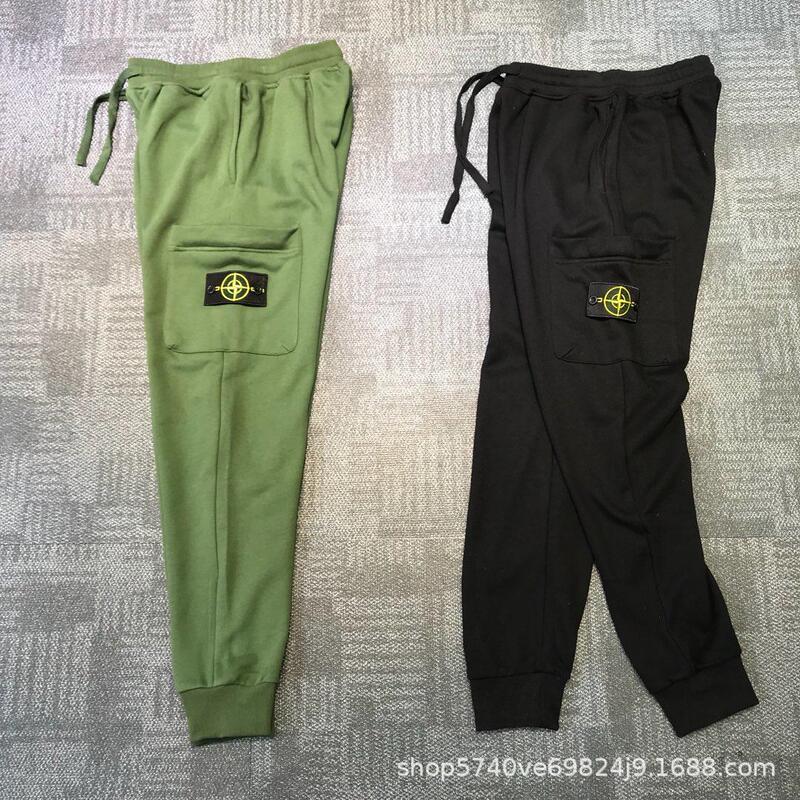 Cross-Border Stone Island Trendy Functional Pants with Side Logo Pockets, American-Style Jogger Versatile Sweatpants, Loose Workwear Pants