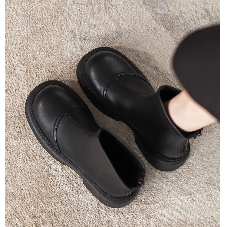 Elastic Slim For Women 2024 New Spring And Autumn Versatile Warm Brown Short Thick Soled Martin Boots British Style_voghion.com