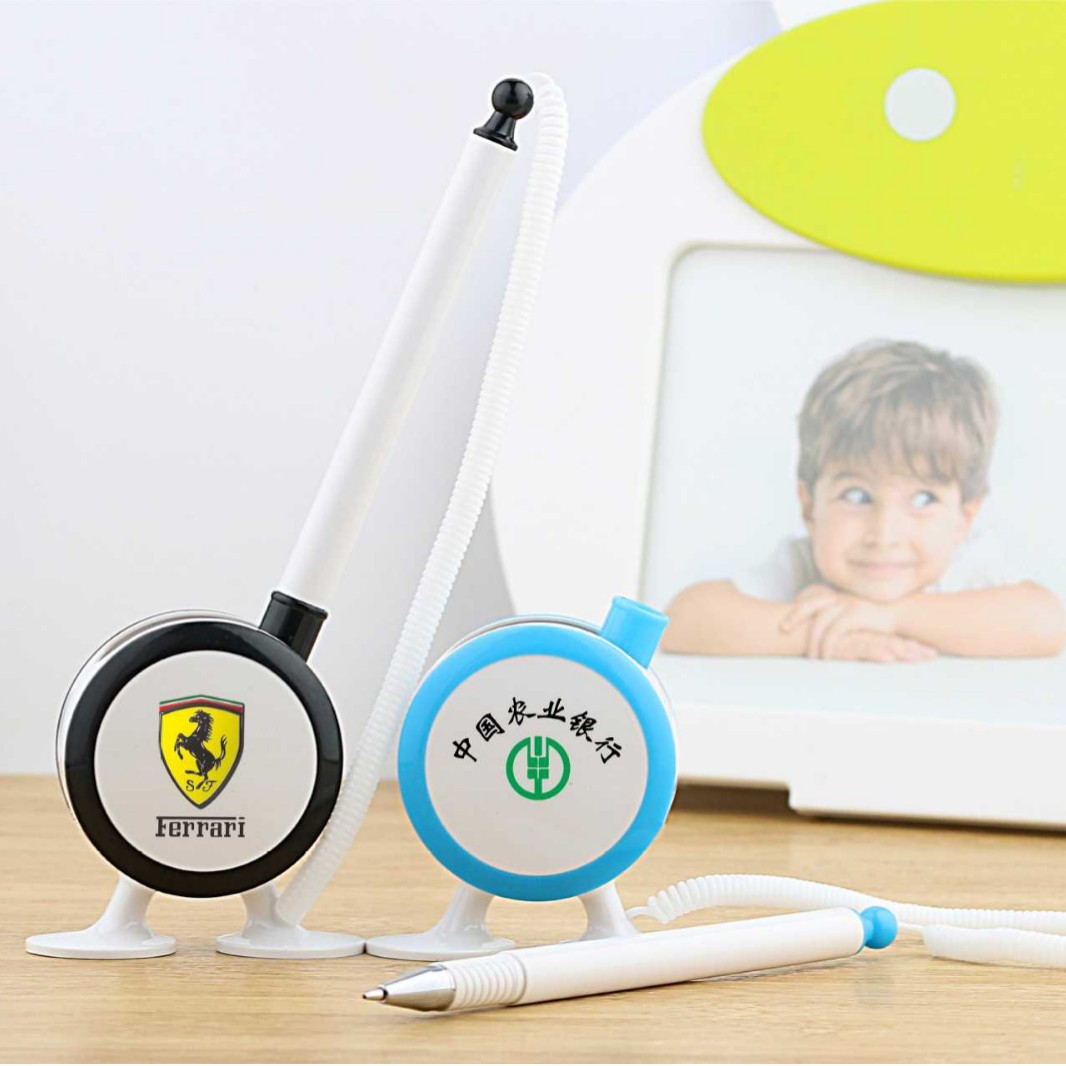 WD-T008 office geometry desk pen double bead refill Ping An Life advertising QR code printing LOGO stand
