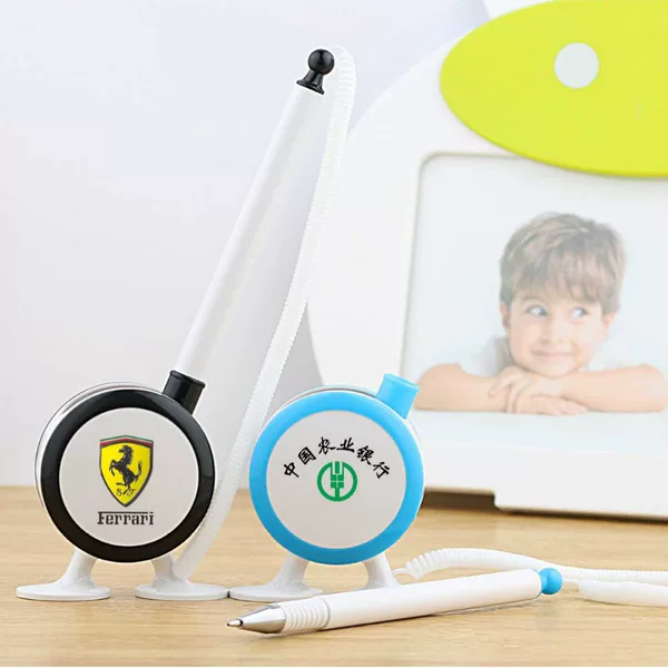 WD-T008 office geometry desk pen double bead refill Ping An Life advertising QR code printing LOGO stand