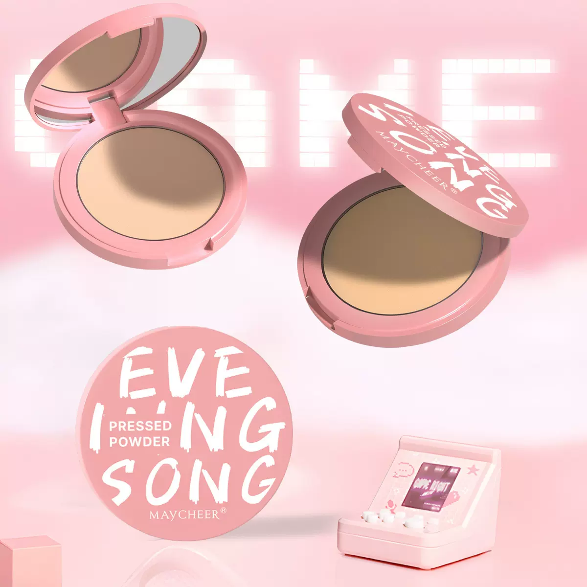 跨境外贸定妆粉饼补妆定妆遮瑕/修容防水防汗不脱妆控油提亮粉饼