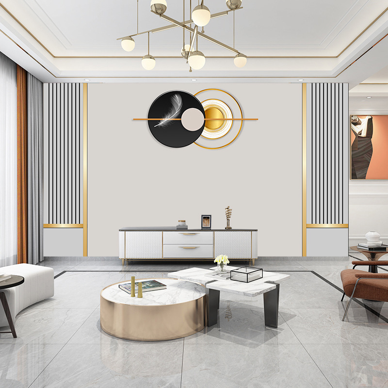 8D现代简约电视背景墙布客厅沙发轻奢风壁画几何线条卧室床头壁布