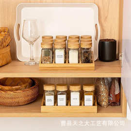 日系木质桌面收纳架厨房分格调料香料整理架分格调味罐食盐储物架