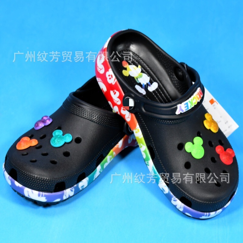 Summer New Mickey Mouse Shoes, Flower Hole Shoes, Colorful Shoes, Cute Men's and Women's Same Style Adult Beach Shoes, Outdoor