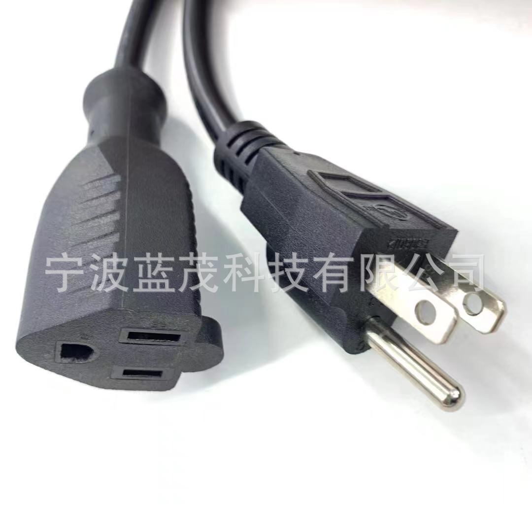 批量供应美标插头插座电源线 美式三芯公母插头电线 美标延长线