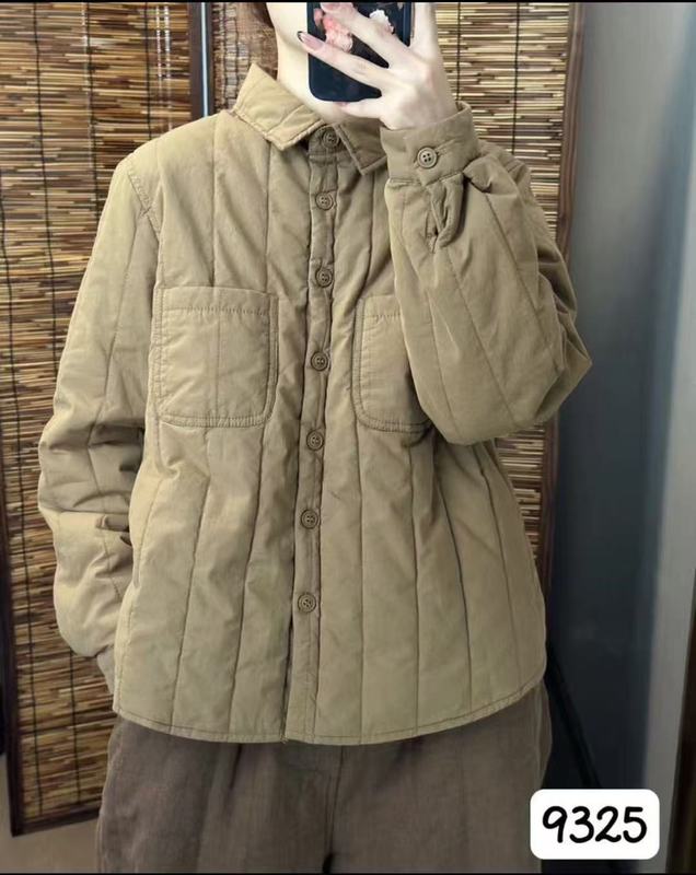 高端品质复古棉衣女冬季女装翻领夹棉长袖外套女新款气质款薄棉衣|undefined