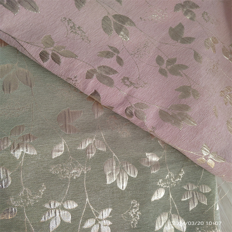 金色叶子图案色织提花布面料适用于服装装饰沙发布鞋子布