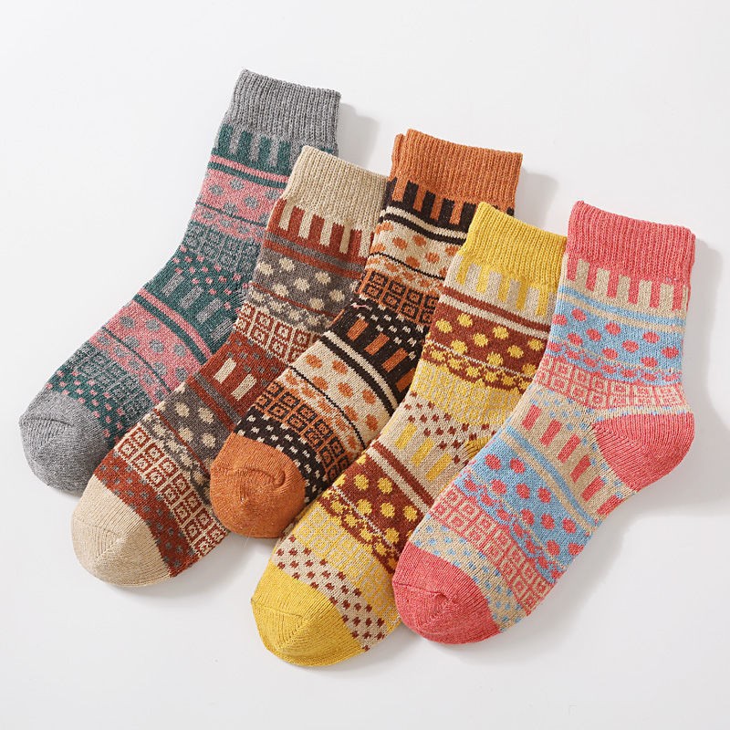 Thick Needle And Thread Thickened Warm Wool Socks - Cross