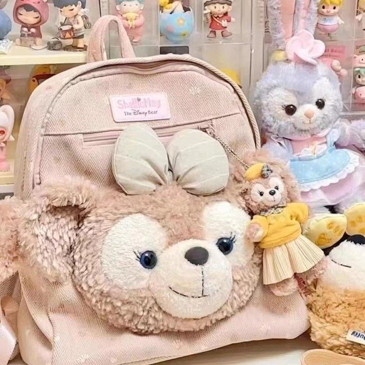2024新款卡通可爱毛绒双肩包大容量高级感背包大学生书包雪莉玫