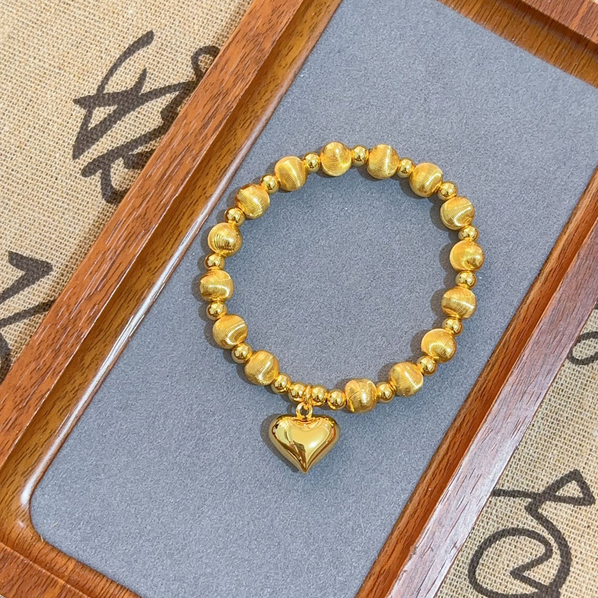 Gold shop with love cat eyes bracelet sand gold 999 new high precision texture glossy love bracelet_voghion.com
