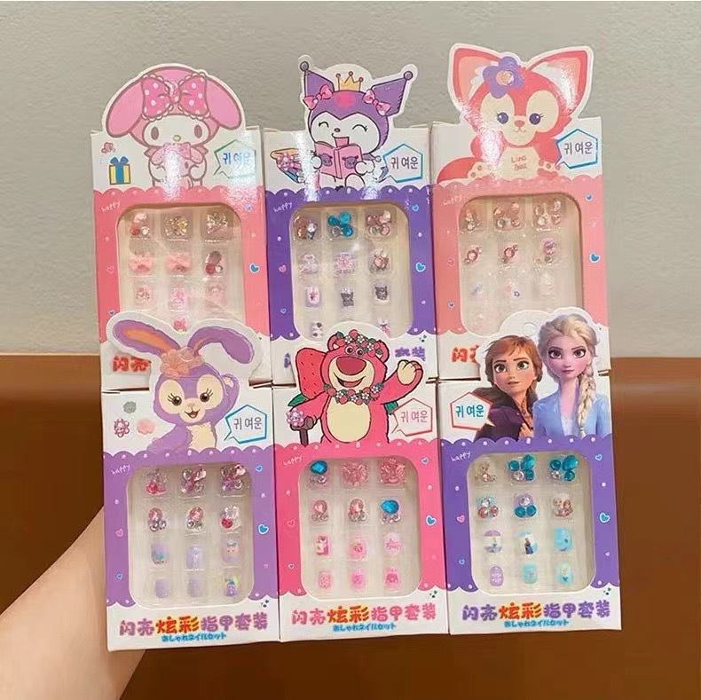 Niños dibujos animados princesa de uñas pegatinas de uñas parches tridimensionales niñas no tóxicos inodores niñas usan joyas de uñas