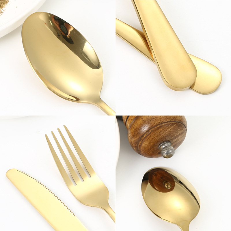 Amazon tiktok popular vajilla de acero inoxidable 24 piezas traje 1010 cuatro piezas principales 6 personas usan comida occidental cuchillo, tenedor y cuchara