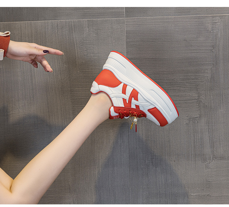 Giày sneaker nữ đế dày tăng chiều cao phong cách thể thao — M2963 màu đen, M2963 màu trắng, M2963 màu đỏ chi tiết 18