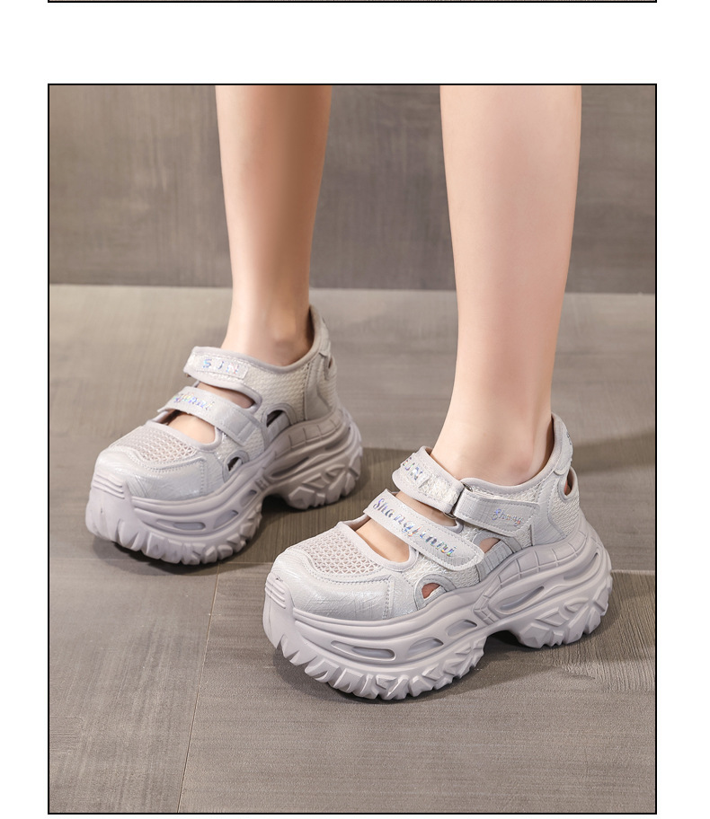 Giày sneaker nữ đế dày tăng chiều cao, dán Magic Stick, thoáng khí — màu trắng chi tiết 13