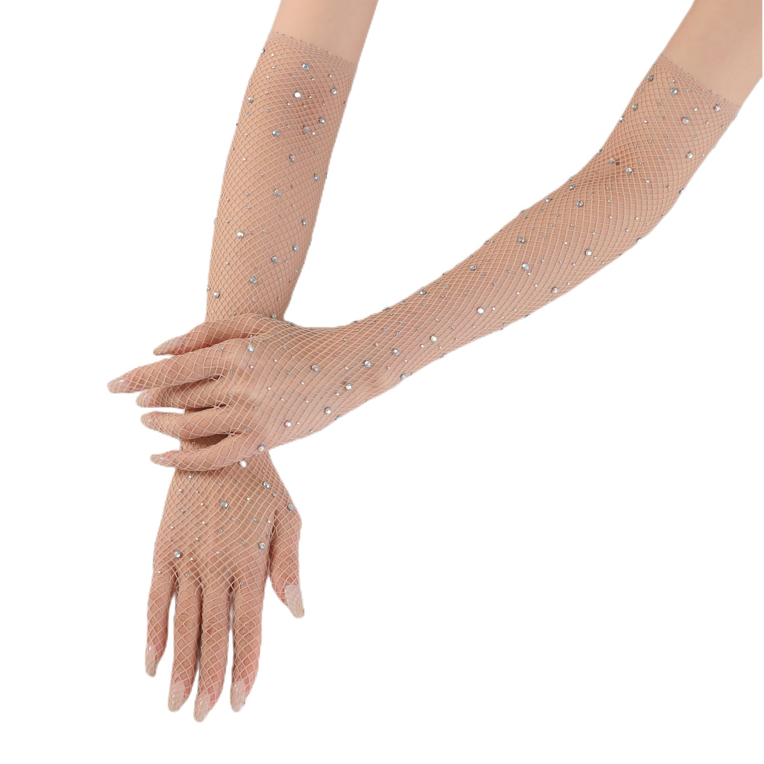 Guanti decorativi per la danza delle donne elastiche divertenti della rete da pesca sexy della discoteca della maglia del diamante caldo di nuova moda_voghion.com
