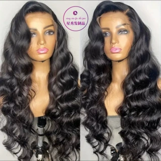 13*6 lace natural colormid-length wavy long hair large wave