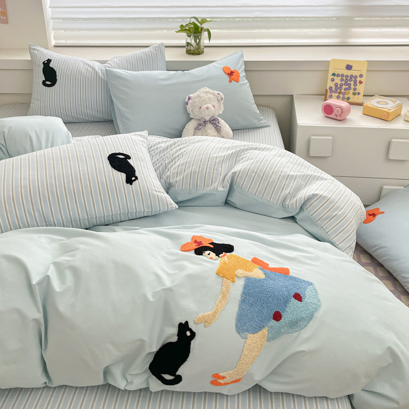 Inswind algodón cama de cuatro piezas set2025 nuevo algodón colcha cubierta sábanas de tres piezas set de cama de cama de cama