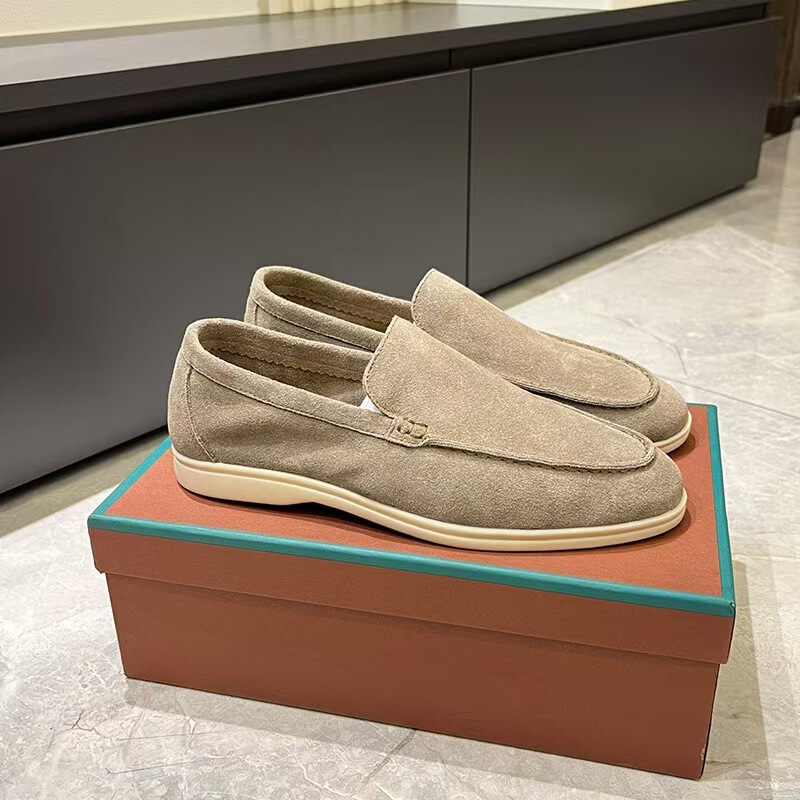 Lp Men's Suede Loafers, Business Casual Shoes, Comfortable Flat Slip-On Men's Shoes, Old Money Style Loafers