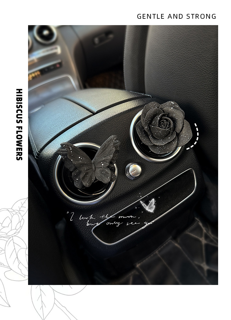 Starry Sky Rose Flower Butterfly Car Air Freshener Vent Decoration Car Fragrance Perfume Diffuser Stone Vent Clip