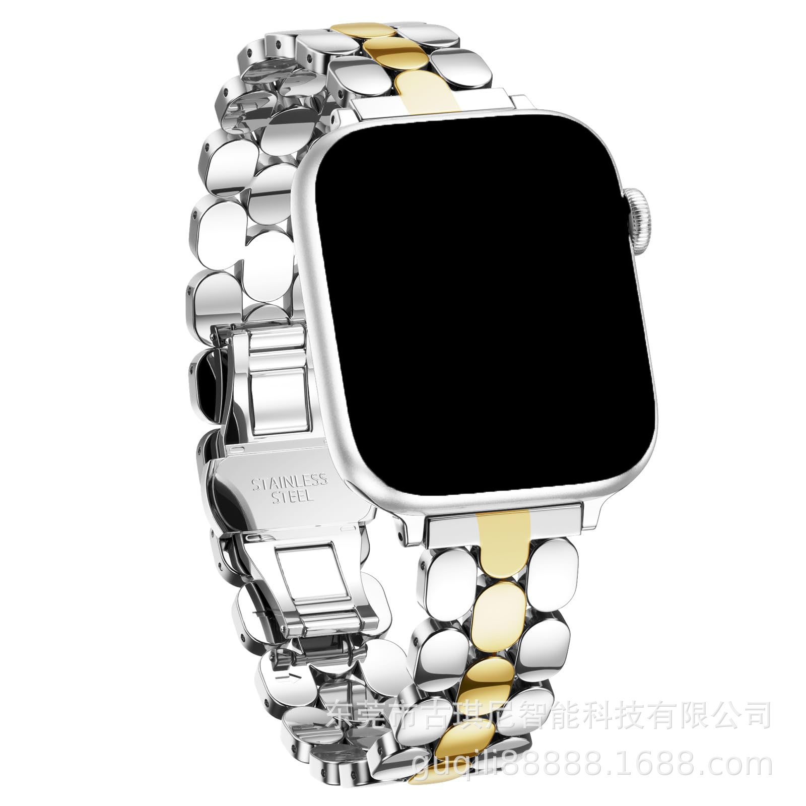 Shiny Stainless Steel Metal Strap Suitable for Apple Watch 11Th Generation Watch Band Apple Watch Band Cross-Border Se