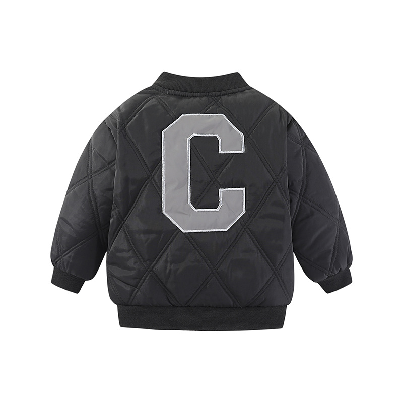 2024 otoño e invierno cálido Niños y Niñas Ropa acolchada de algodón letras de moda monocromo suéter infantil uniforme de béisbol de viaje al aire libre