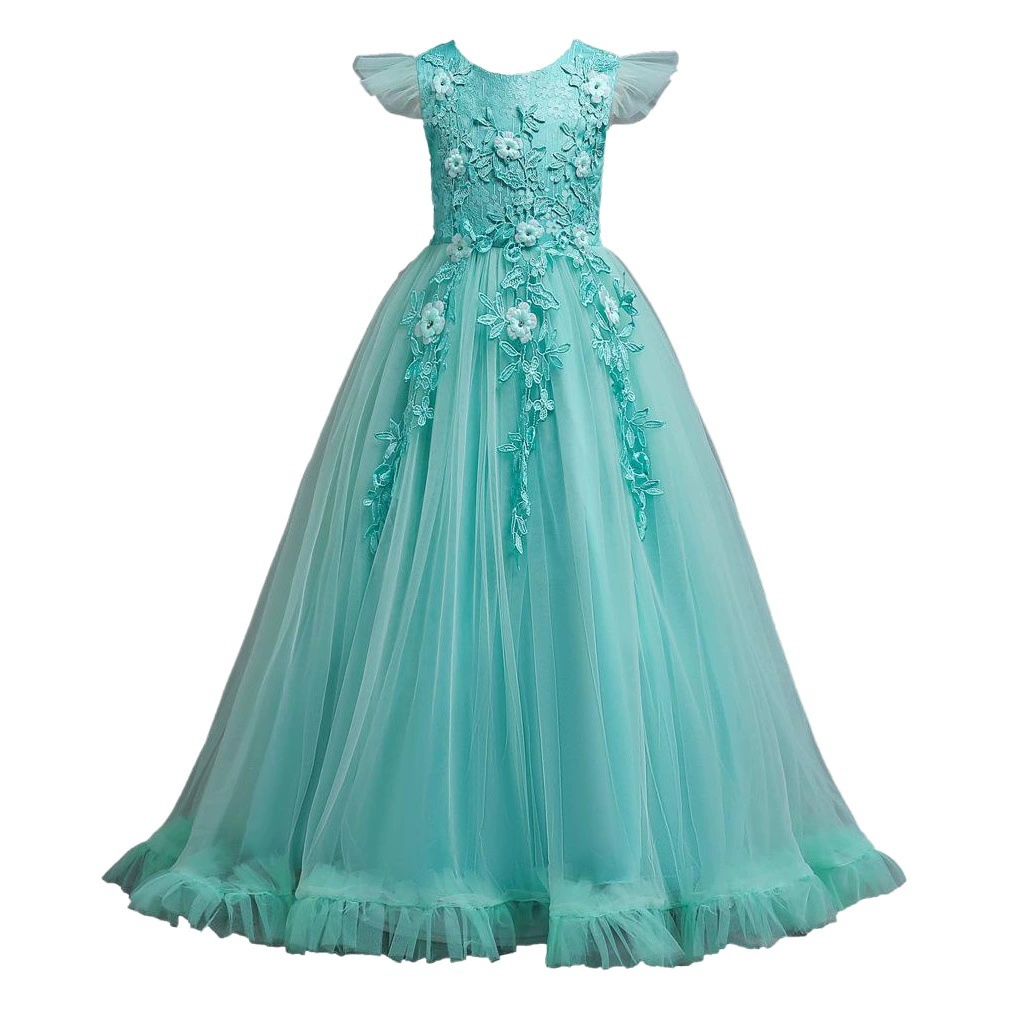 Европейские и американские детские вечерние платья для девочек-цветочниц свадебное платье принцессы с кружевной вышивкой