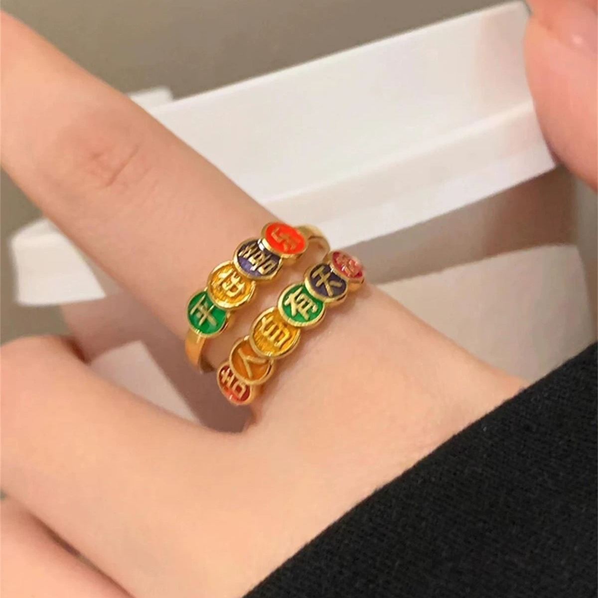 Dámsky prsteň Ping An Joy, staroveký smalt, dobré slová, národná móda, nový čínsky štýl, retro temperament, vysoko kvalitný zmyselný prsteň_voghion.com