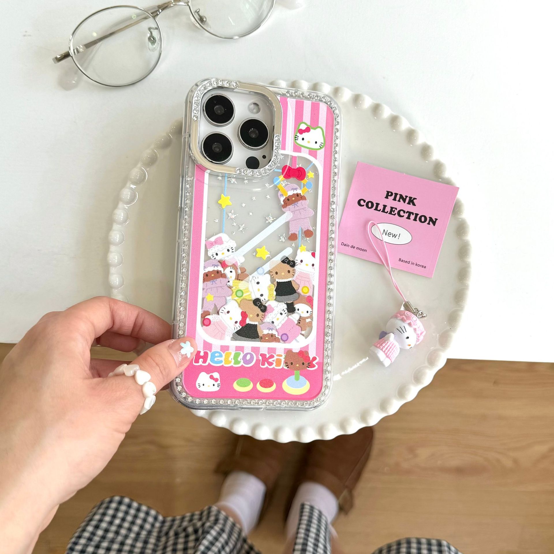 Creativo borde de diamante flash pierna larga KT gato para Apple 16ProMax funda para teléfono móvil 15Pro girl 14/13 nuevo 15