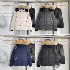 Cross-border Gooseの新しい高級ファッション多用途厚手のフード付き暖かい防風ジャケット、男女カップル向け、綿入り