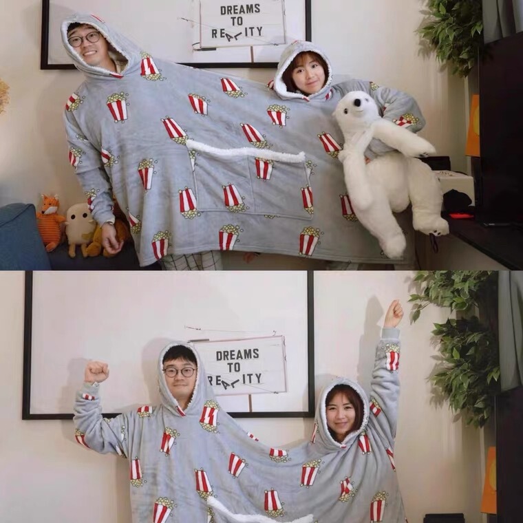 Amazon's Popular Popcorn Couple's One-Piece Sweatshirt Pajamas, Intimate Sweatshirt, Best Friend's Funny Home Clothes