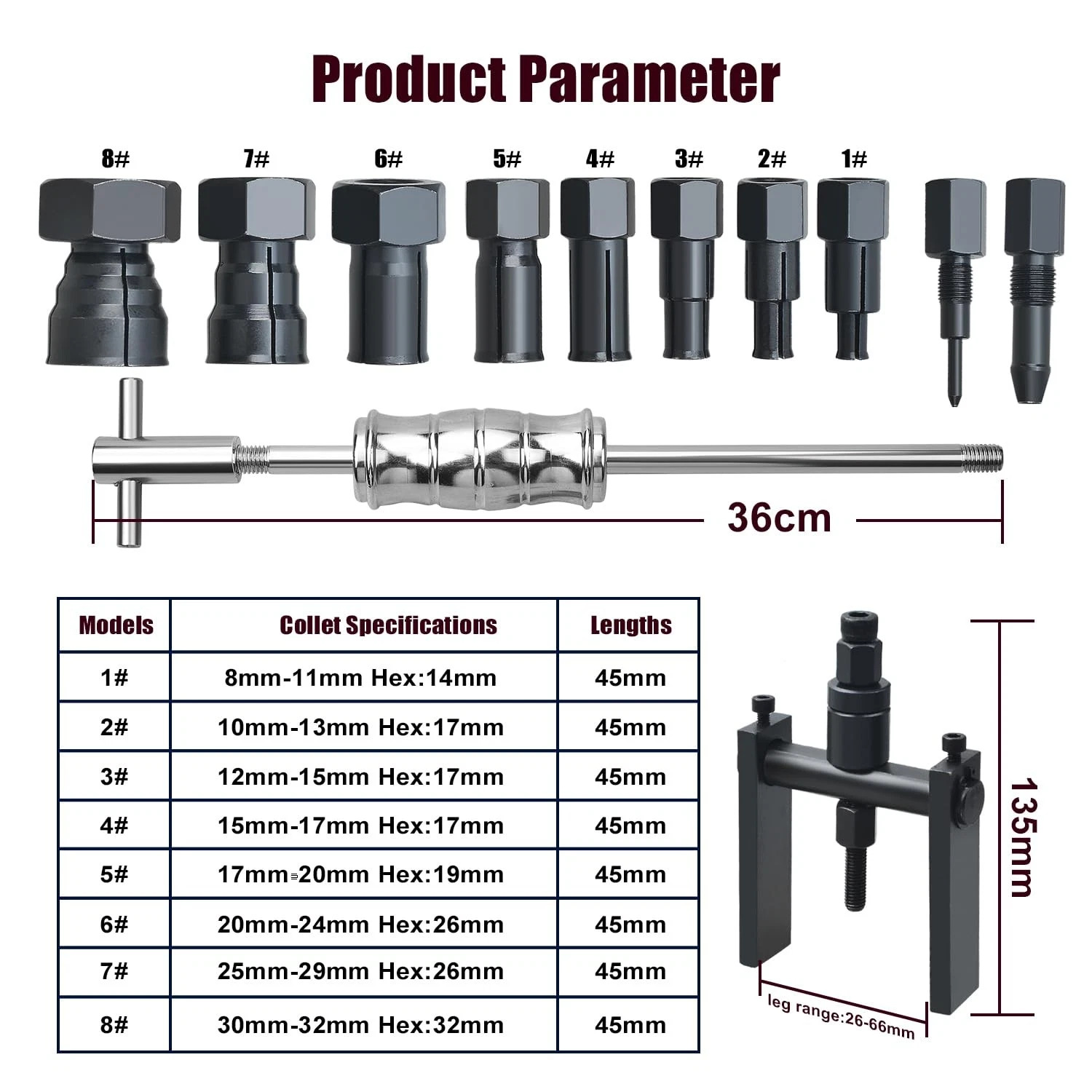 Bearing Puller Tool for Removing Inner Bearings from Motorcycle Wheel Hubs